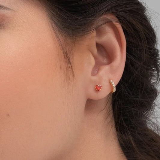 Arete Topo Circonia Corazón Rojo