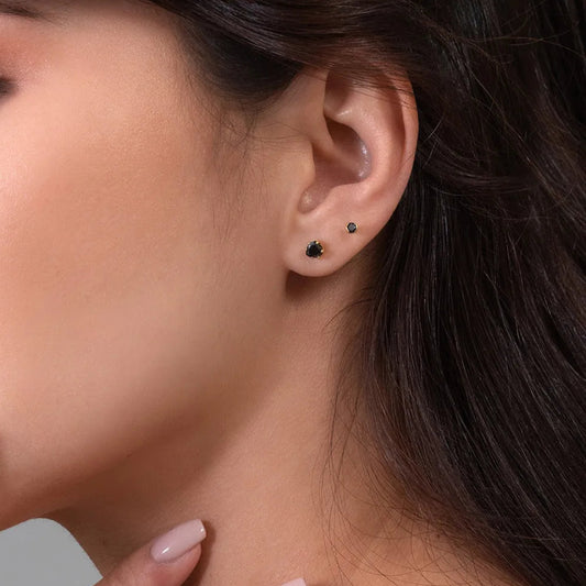 Arete Topo Circonia Corazón NEGRO
