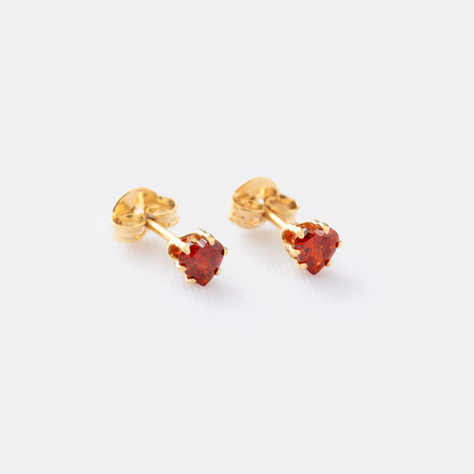 Arete Topo Circonia Corazón Rojo